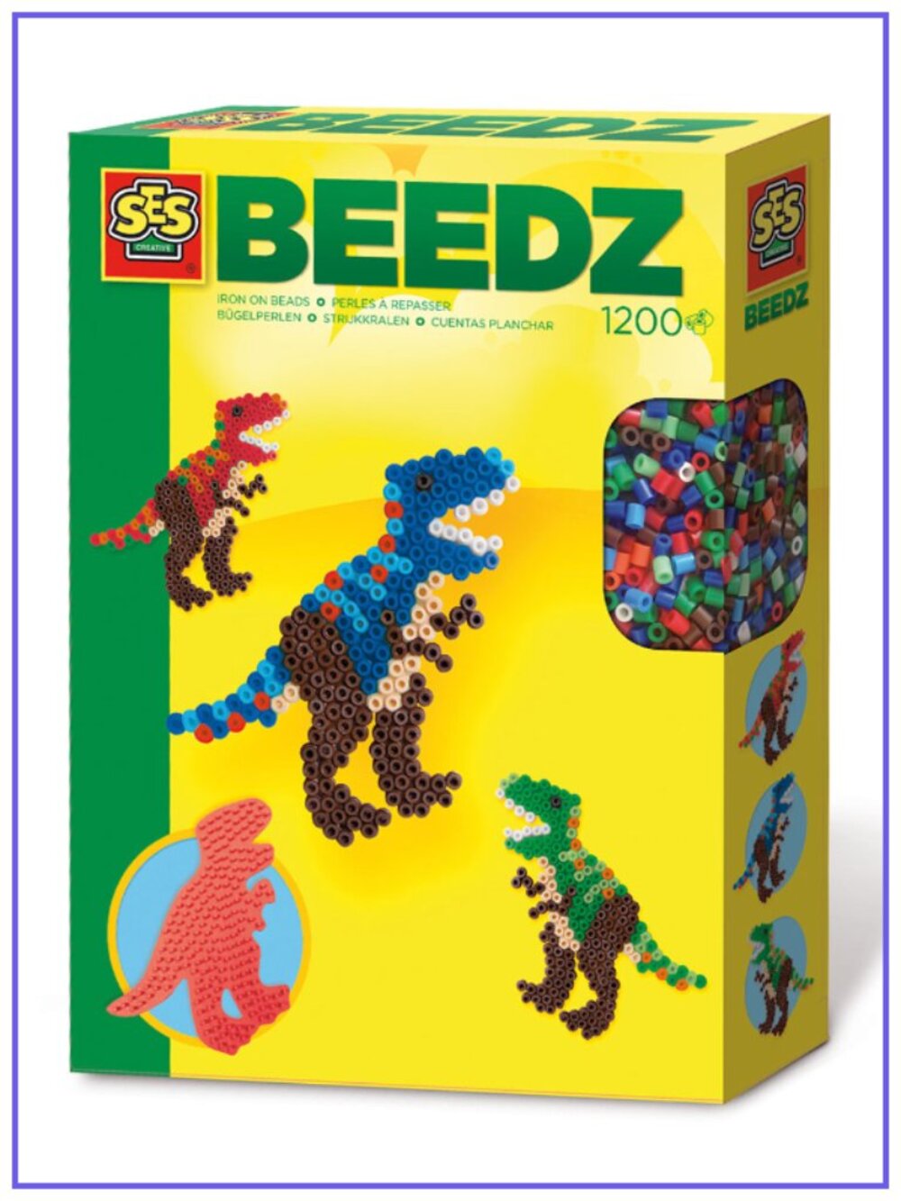 SES Creative Iron on Beads Set-Dinosaurs T-Rex1200 Pcs For Age 5+ New In Box